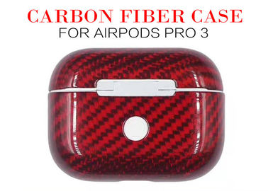 Airpods Pro 3 أحمر مقاوم للماء من ألياف الكربون 3K Airpods القضية