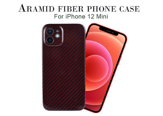 غطاء هاتف iPhone 14 باللون الأحمر من ألياف Kevlar Aramid ، غطاء هاتف محمول من ألياف الكربون لهاتف iPhone
