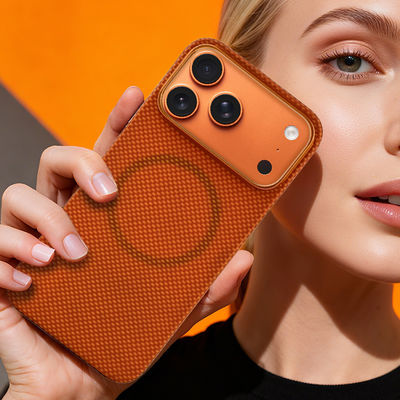 غطاء هاتف محمول من ألياف الكربون والأراميد الممتازة مع إطار معدني لجهاز iPhone 17 Pro Max