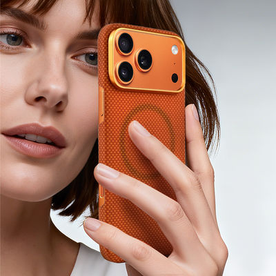 غطاء هاتف محمول من ألياف الكربون والأراميد الممتازة مع إطار معدني لجهاز iPhone 17 Pro Max