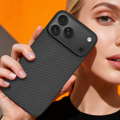 غطاء محمول مخصص من أراميد ألياف الكربون مع إطار معدني لـ iPhone 17 Pro Max