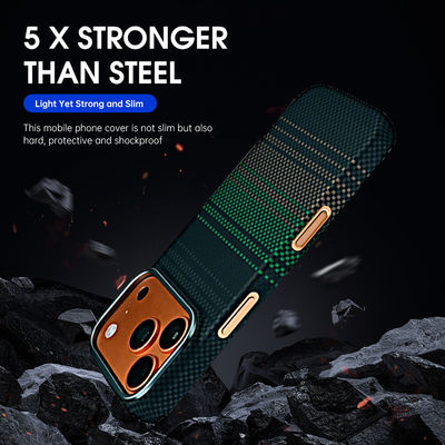 Green Color Customized Pattern Aramid Carbon Fiber Mobile Cover for iPhone 17 Pro