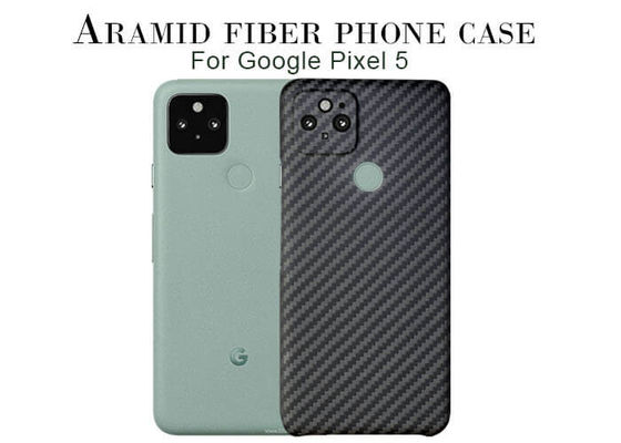 جراب هاتف أسود من ألياف الأراميد لهاتف Google Pixel 5 من ألياف الكربون